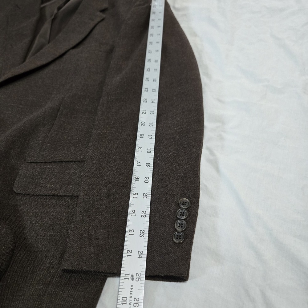 Jos A Bank 100% Wool Tweed Herringbone‎ 46R Blazer Sport Coat  Jacket Brown - Picture 5 of 10